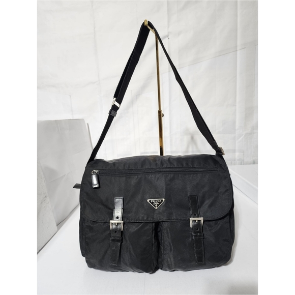 PRADA Tessuto Nylon Messenger Bag Black - Picture 1 of 13
